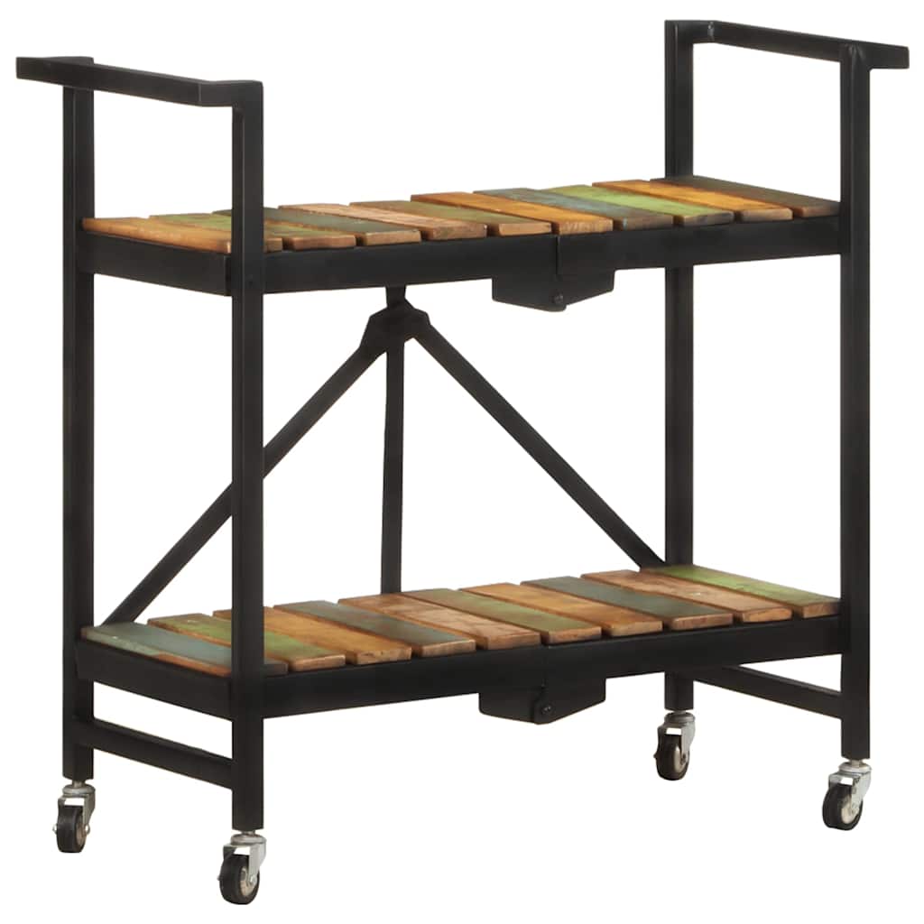 vidaXL Tarjoiluvaunu 87x36x81 cm kierrätetty täyspuu