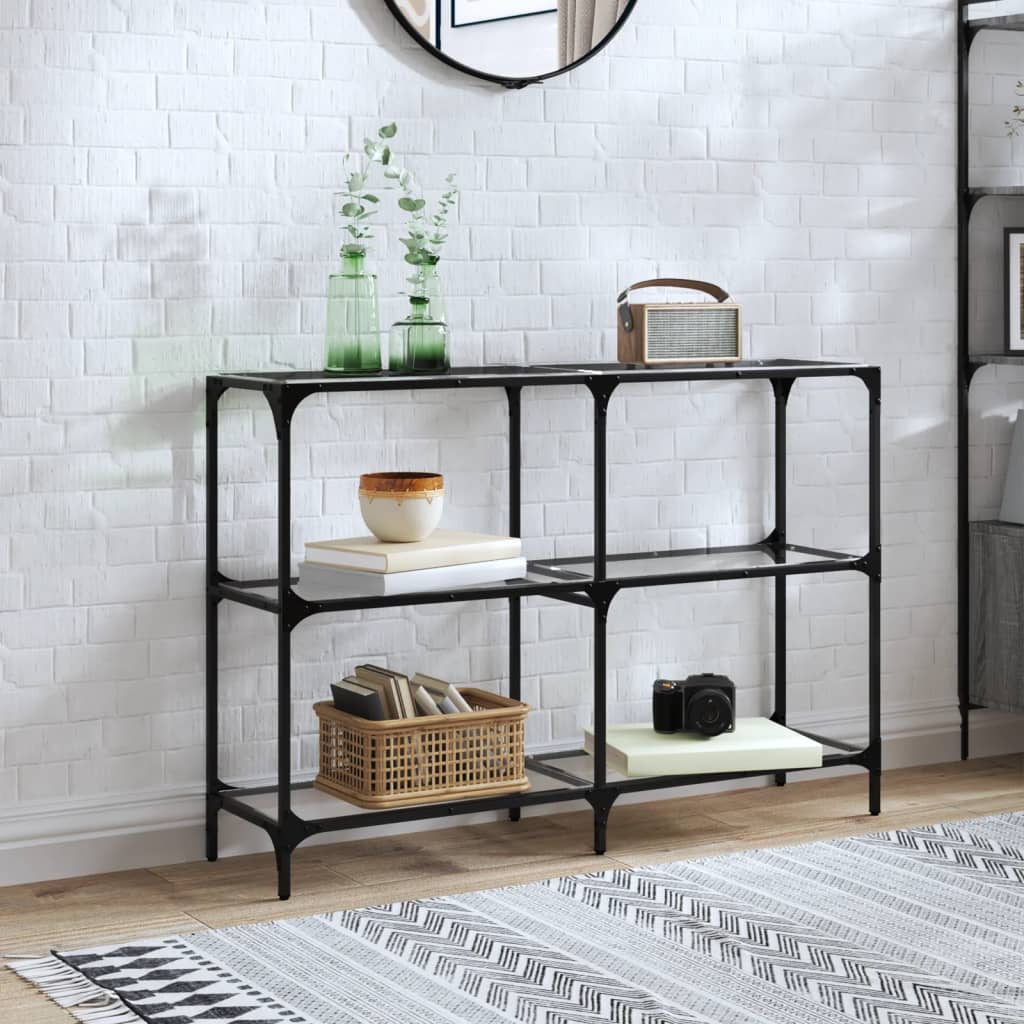 vidaXL Konsolipöytä läpinäkyvä lasinen pöytälevy 118,5x30x81 cm