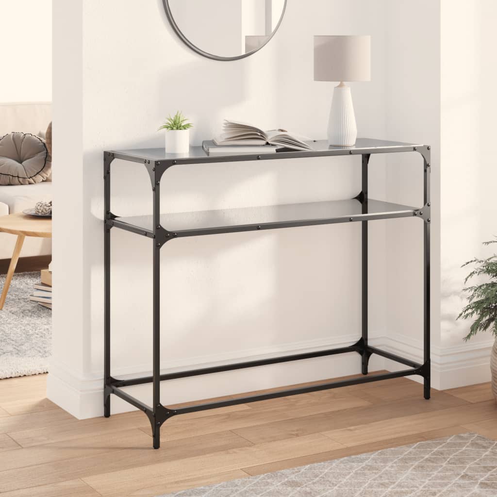 vidaXL Sohvapöytä musta lasinen pöytälevy 98x35x81 cm teräs