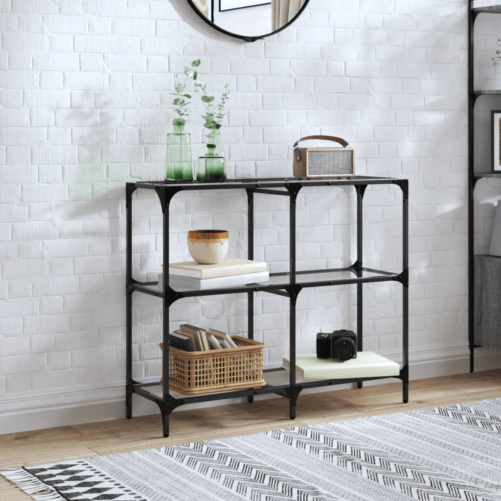 vidaXL Konsolipöytä läpinäkyvä lasinen pöytälevy 98x30x81 cm