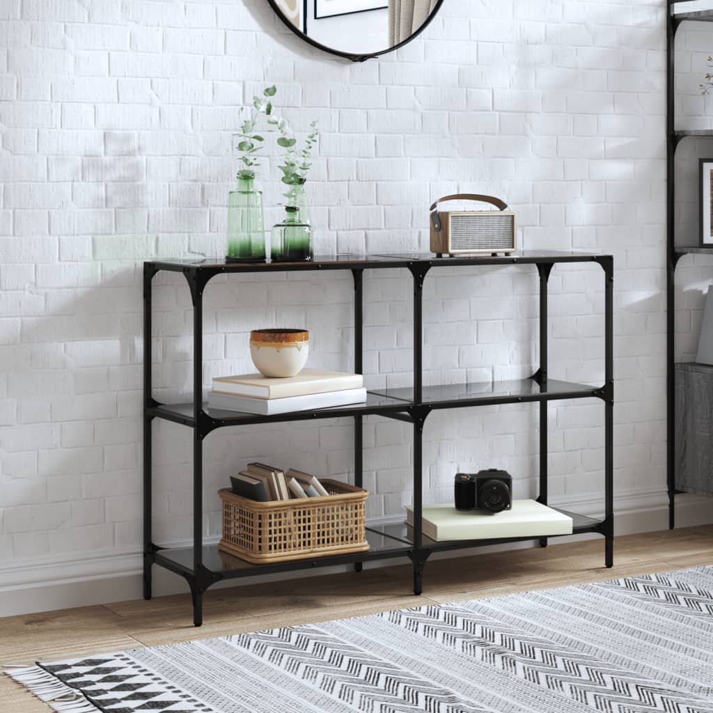 vidaXL Konsolipöytä musta lasinen pöytälevy 118,5x30x81 cm