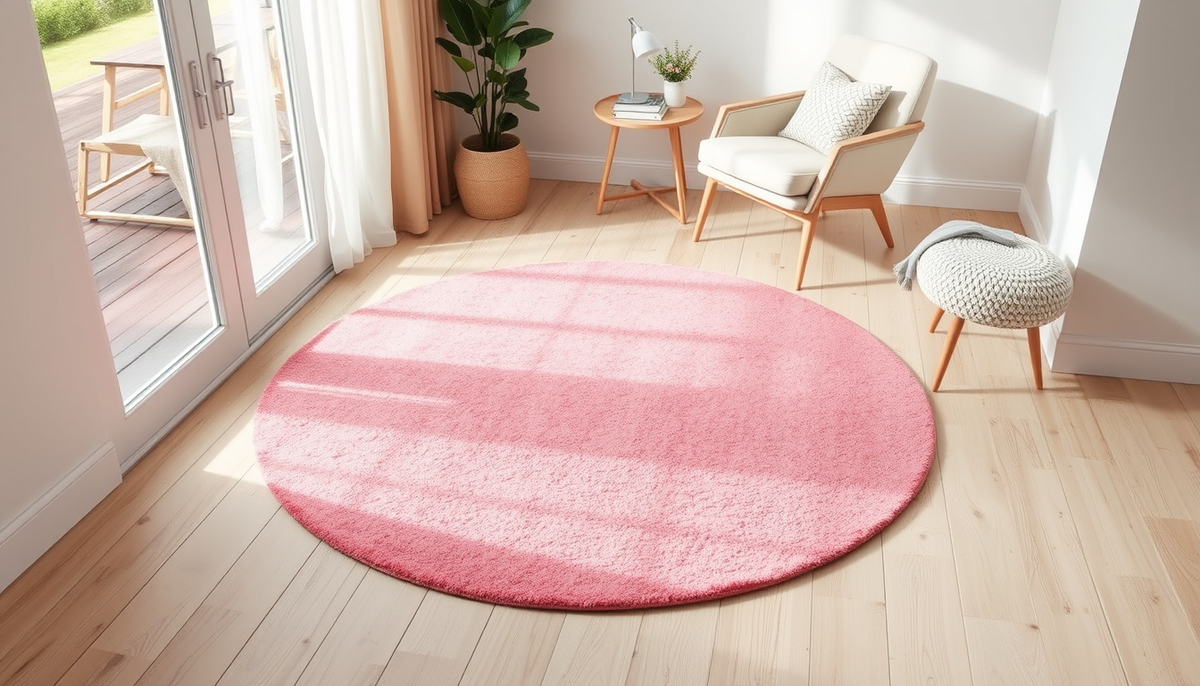Pinkki pyöreä matto: valitse koko, materiaali ja hoito oikein