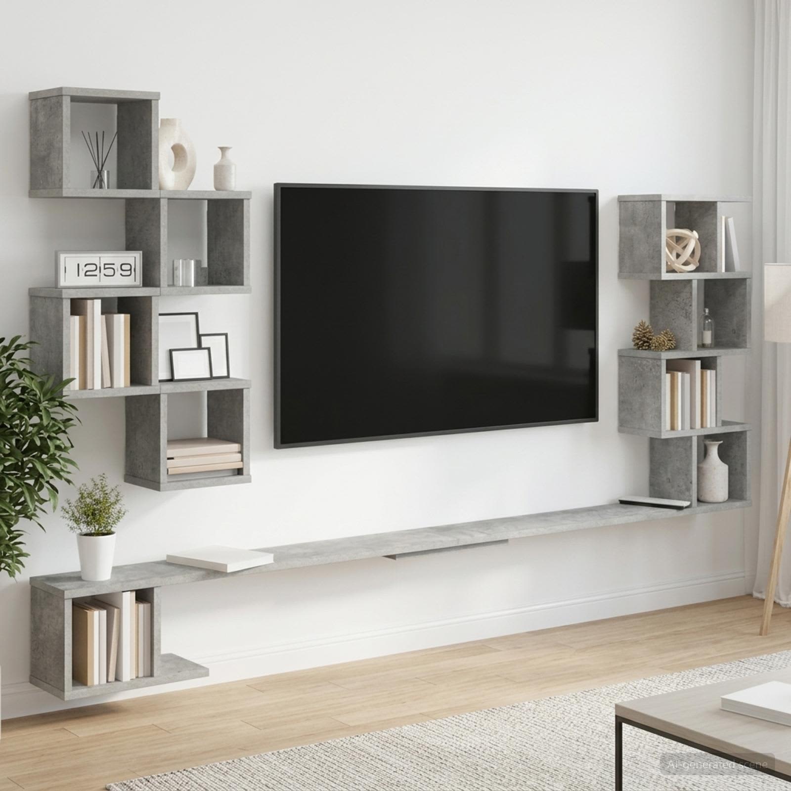 vidaXL Seinälle Kiinnitettävä Televisiotaso Betoninharmaa