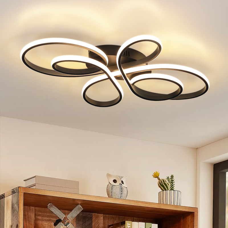 NETTLIFE LED-makuuhuoneen kattovalaisin olohuoneen kattovalaisin: 30 W musta olohuoneen valaisin 40 cm