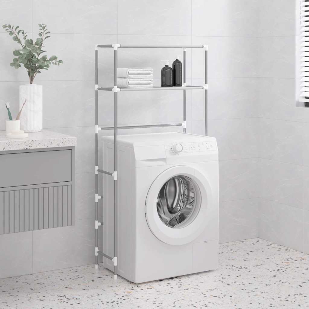 vidaXL Säilytyshylly pesukoneen ylle 2 tasoa harmaa 69x28x143 cm rauta