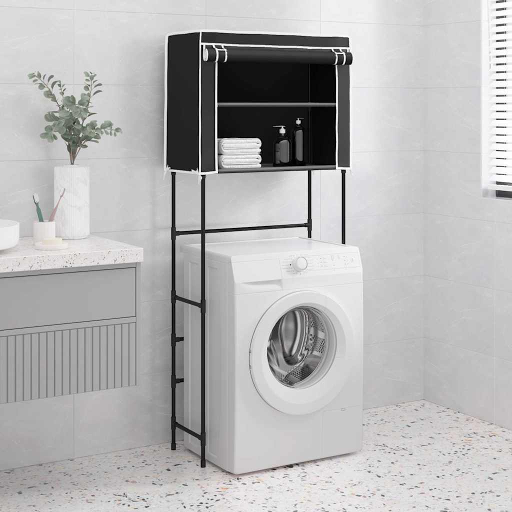 vidaXL Säilytyshylly pesukoneen ylle 2 tasoa musta 71x29,5x170,5 cm