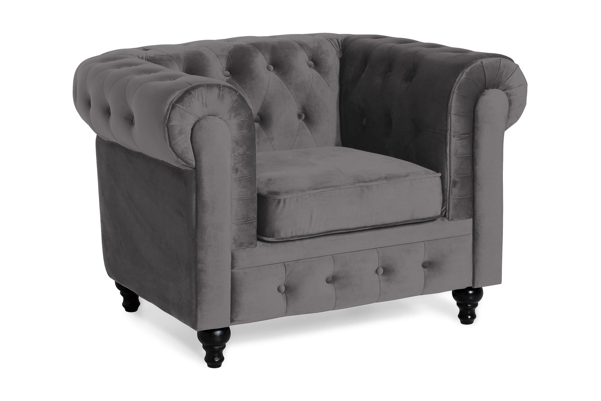 Chesterfield Lyx samettinojatuoli - Tummanharmaa