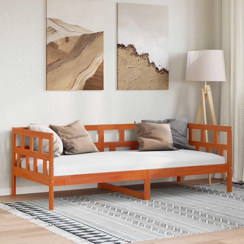 vidaXL Vuodesohva vahanruskea 90x200 cm täysi mänty