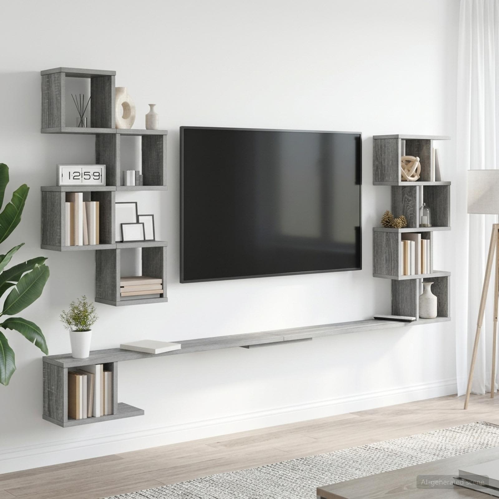 vidaXL Seinälle Kiinnitettävä Televisiotaso Harmaa Sonoma Tekninen puu