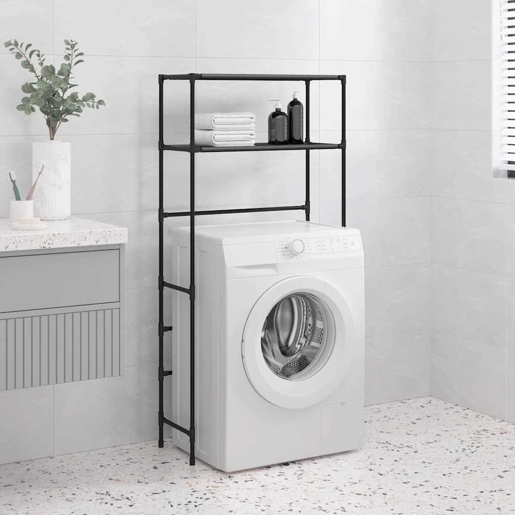 vidaXL Säilytyshylly pesukoneen ylle 2 tasoa musta 69x28x143 cm rauta